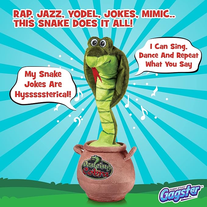 Gagster Dancing Cobra Snake - Dancing, Talking, Mimicking Cobra Snake Toy, Great for Kids & Adults, Singing, Joking, and Repeating What You Say, Hilarious Gag Gift Plush Novelty Mimic Toy