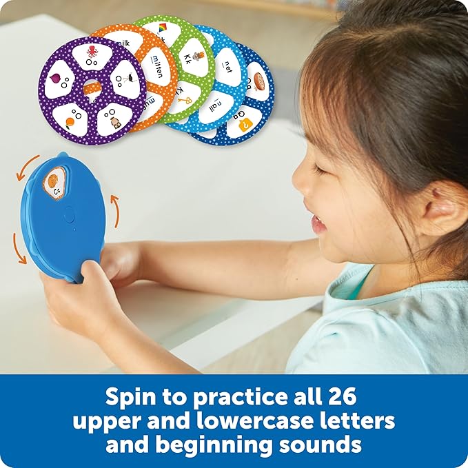Learning Resources Skill Builders! Letter Quiz Wheel, Alphabet Flash Cards, Reading Games, Sight Words Flash Cards Kindergarten, Ages3+, 28 Pieces