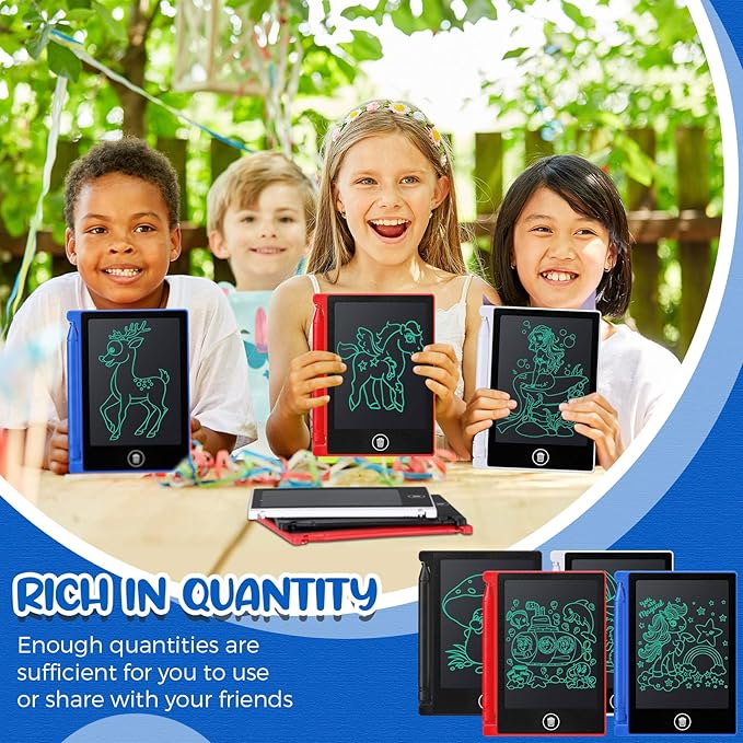 32 Pieces Mini LCD Writing Tablet 4.5 Inch Educational Toys Learning Writing Pad Erasable Drawing Pad Reusable Learning Toy Gift Preschool Art Toys for Girls Boys Birthday Favor (Plain Colors)