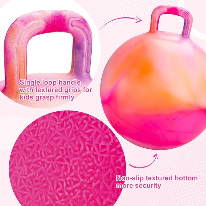 ZOOJOY Hopper Ball for Kids Aged 3-8, 18In Bouncy Balls with Handle, Orange Clouds Hoppity Hop Ball for Indoor Outdoor Active Play, Inflatable Christmas Jumping Hopping Toys for Boys Girls Gifts