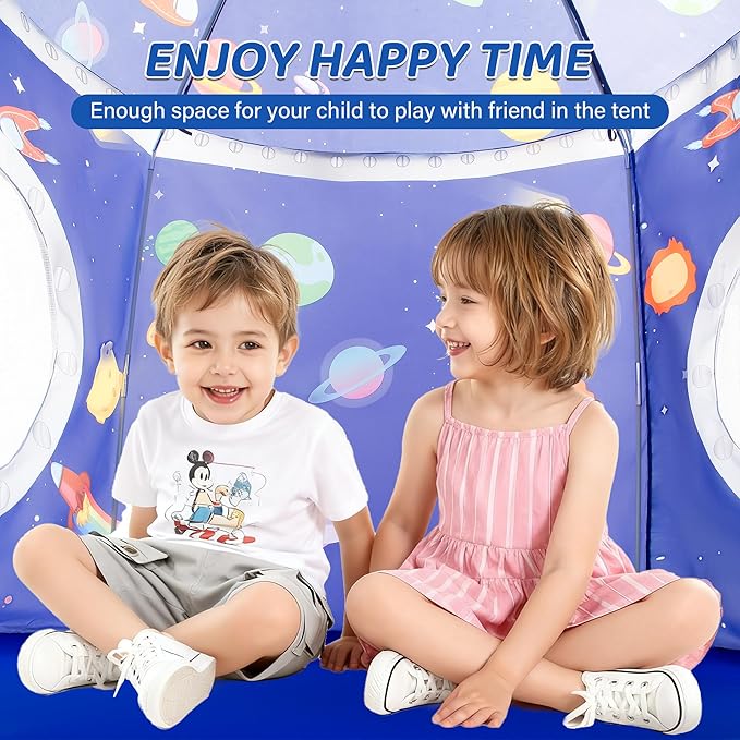 TTLOJ Rocket Space Ship Kids Play Tent Gift, Toddlers Playhouse Castle Toys, Baby Boys Girls Gift for 3 4 5 6 7 Year Old, Outdoor Indoor Teepee Tent