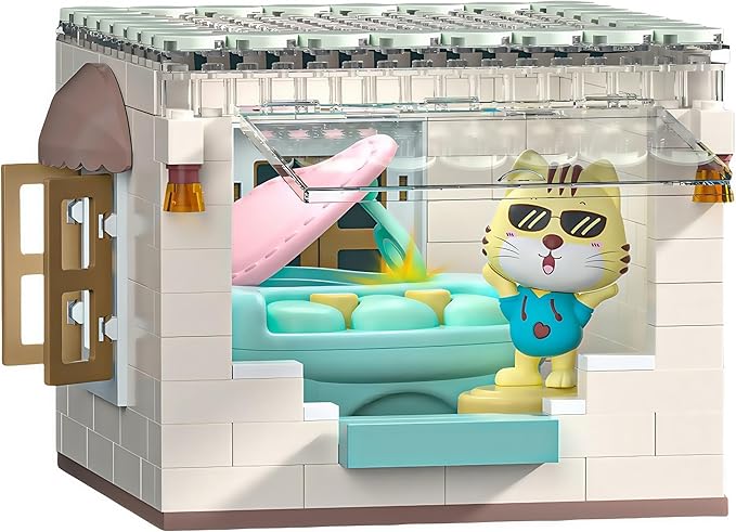 Koko's Cat Town DIY Miniature House Kit,Tiny House Piano Room Building Kits,Purrfect Dollhouse with 247PCS,Gift for Cat Lovers Teens Kids Ages 3+