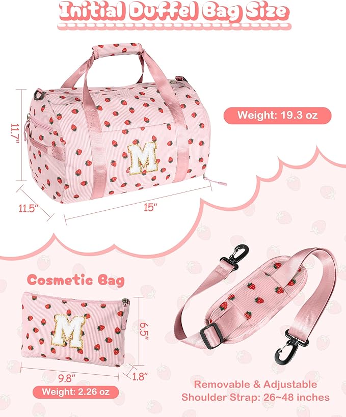 10 Year Old Girl Birthday Gifts, Girls Gym Bag, Kids Personalized Weekend Duffel Bags with Shoe Compartment, Initial Travel Tote with Makeup Bag, Gift for Grandkids (Letter N)