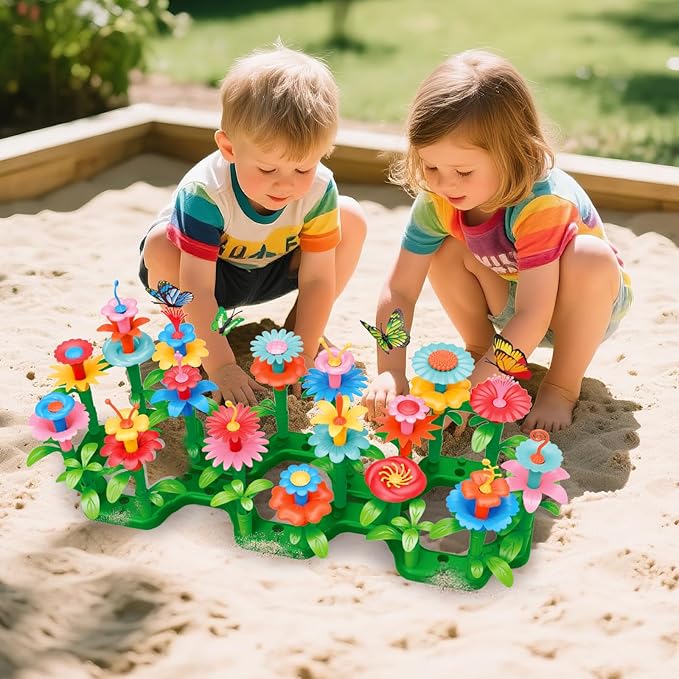 SpringFlower Toys for Girls 3 4 5 6 7 Years Old, Flower Garden Building Kit with Storage case,Educational STEM Toy and Preschool Garden Play Set for Toddlers, for Kids,148pcs
