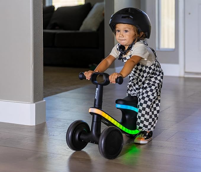 Razor Lightwave Baby & Toddler Balance Bike – 3 Wheel Seated Scooter for Ages 12–30 Months, Balance Bike 1 Year Old, Baby’s First Bike with Multicolor LED Lights, Tool-Free Assembly