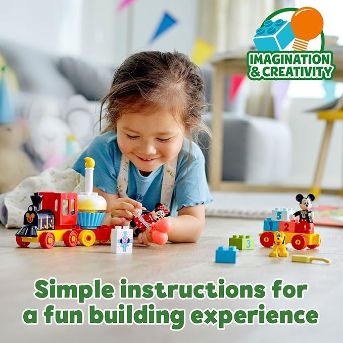 LEGO DUPLO Disney Mickey & Minnie Mouse Birthday Train Toy - Building Blocks for Toddlers, Ages 2+ - Pretend Play Learning Toy for Girls & Boys - Gift for Christmas - 10941