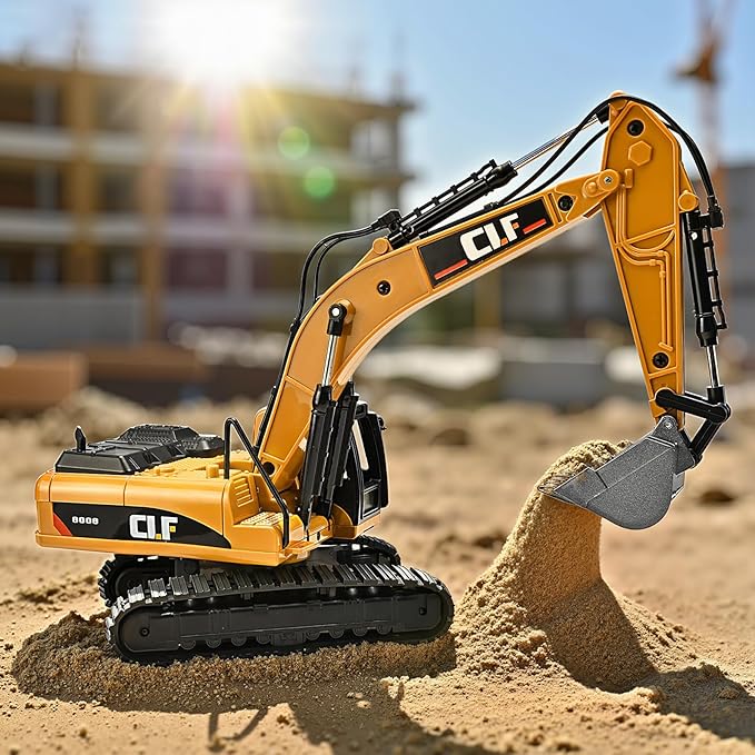 Excavator Toys for Boys 3-5 Year Old,Crawler Excavator Toy with Rotatable Fuselage Workbench and Stretchable Robotic Arm,Digger with Simulated Lights,Digger Toys for Kids 3-5