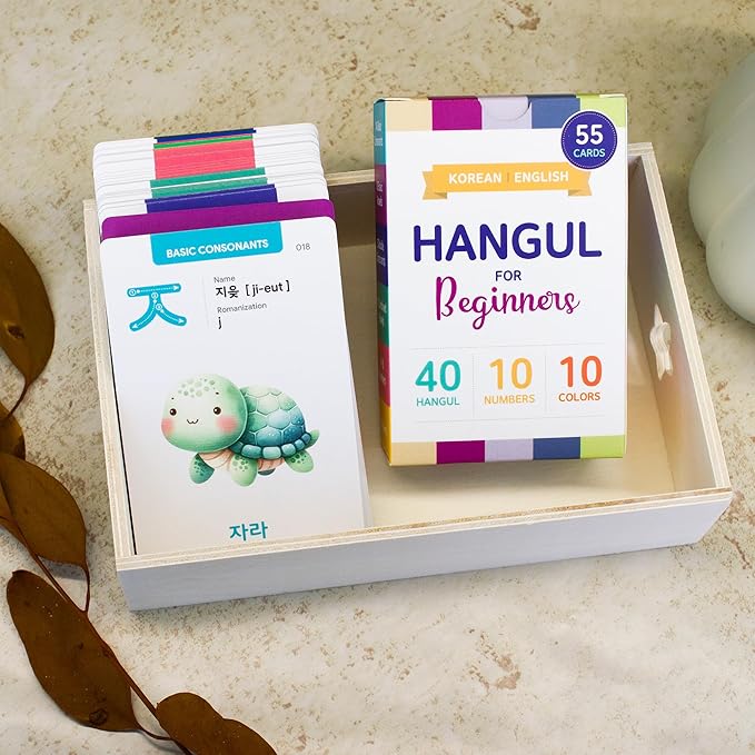 Korean Hangul Flashcards for Beginners - 55-Card Set for Mastering The Korean Alphabet, Numbers & Colors with MP3 Audio