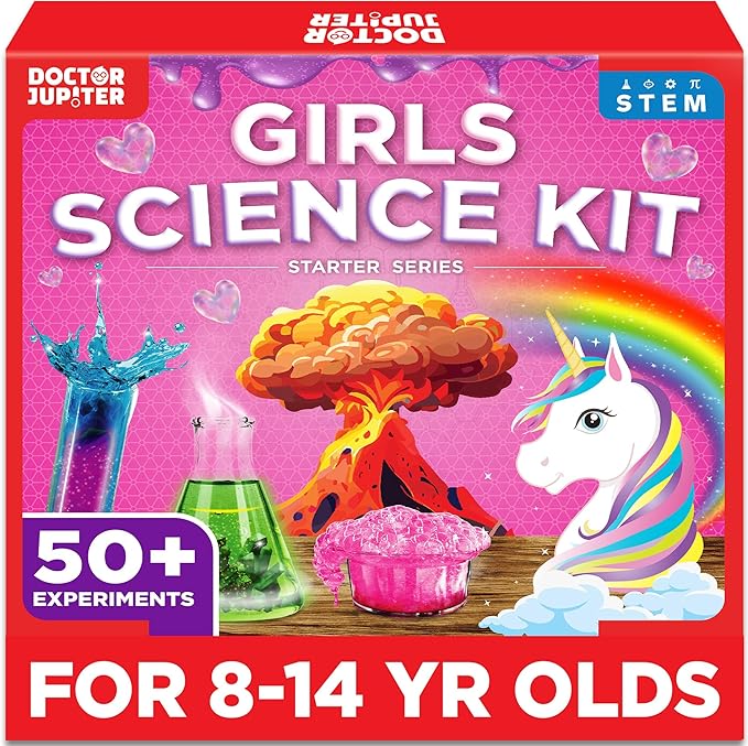 Doctor Jupiter Girls' Science Kit, Chemistry Set for Kids Ages 8-10-12-14 Ideas for 8,9,10+ Year Old Girls | STEM Toy Kit with 50+ Experiments | Learning & Educational Projects