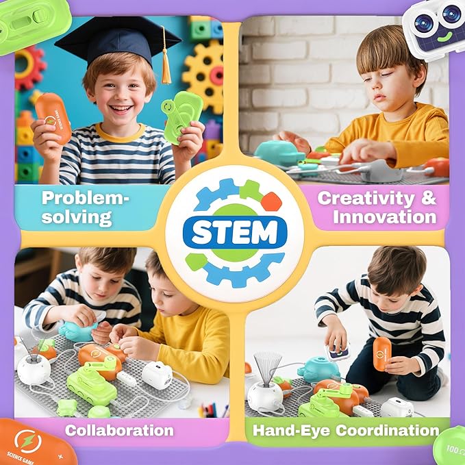 Science Kits for Kids - STEM Kits for Kid, Electronics Exploration Kit, Over 440 Projects, 16 Circuit Parts, STEM Toy Educational Gifts for Kids Boys Girls Ages 3 4 5 6 7 8 9 10 11 12