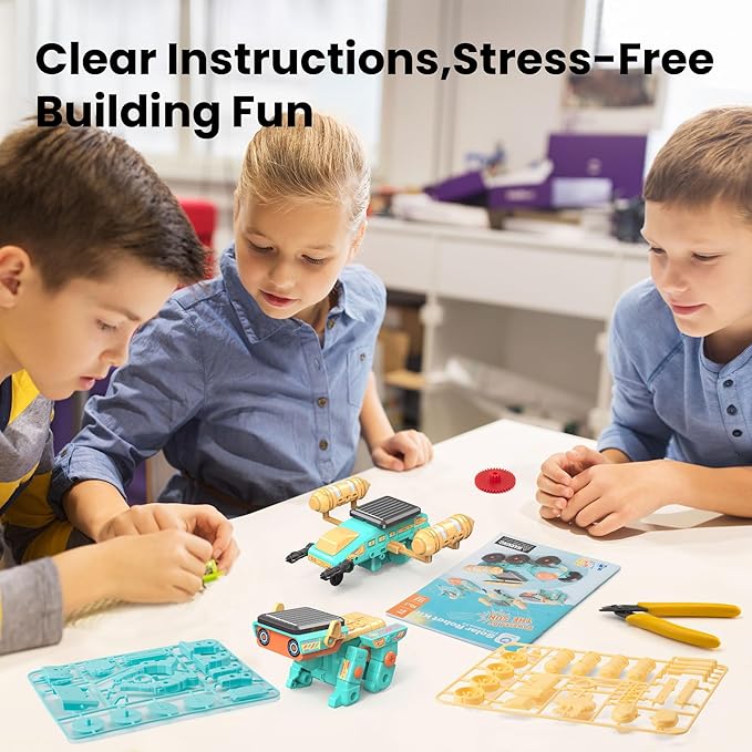Sillbird Solar Robot Building Kit Christmas STEM Gift for Boys Ages 8-14, 10-in-1 DIY Educational Science Set for Kids Birthday, Sun Powered Space Robotics Toys with 112PCS