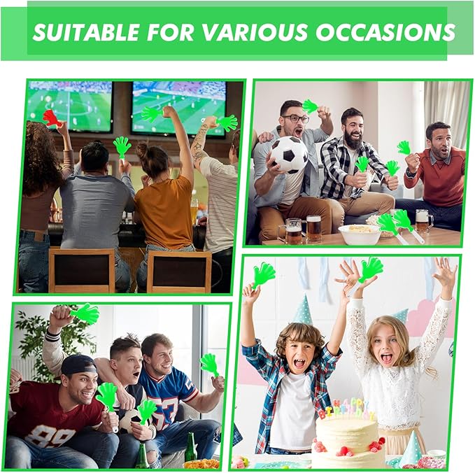 12 Pcs Hand Clappers Noisemakers 7.5 Inch Clappers Noisemakers Plastic Hand Clappers for Birthdays Game Football Sporting Events Cheers Supplies Dance Basketball Football Noisemakers(Green and White)