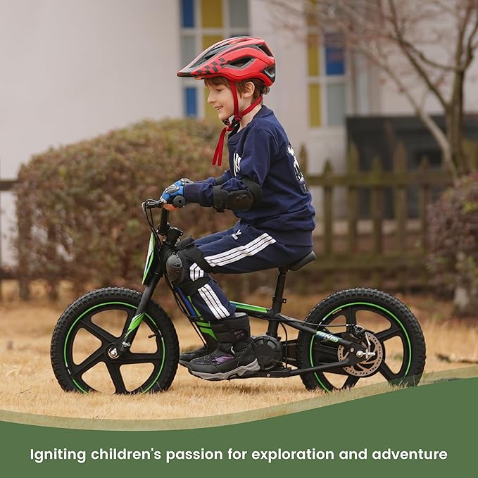 Electric Balance Bike for Kids 3 to 6 Years, Anti-Slip Grips, Adjustable Seat & Handler, Two Speed Safety Modes, Kid Electric Dirt Bike with 12” Off-Road Tires