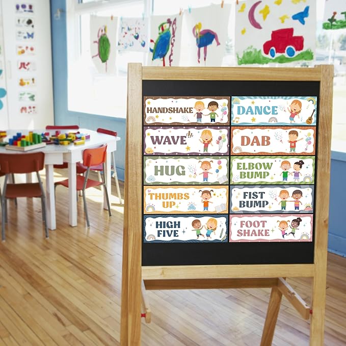 Wehhbtye Boho Classroom Greeting Poster, 9.4'' x 3'' Social Distancing Greetings Poster, Waterproof Greetings Choice Classrooms Rules Posters for Back to School Classroom Decor Teacher Supplies