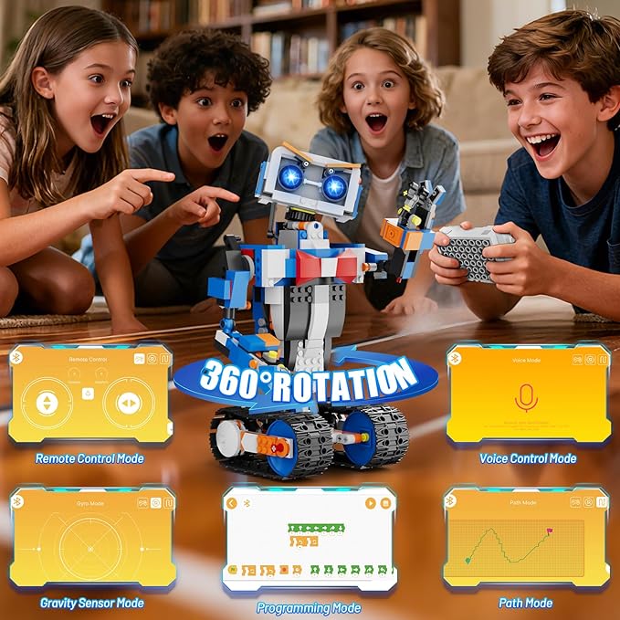 okk Robot Building Toys for Boys, STEM Projects for Kids Ages 8-12, Remote & APP Controlled Engineering Learning Educational Coding DIY Building Kit Rechargeable Robot Toy Gifts for Girls