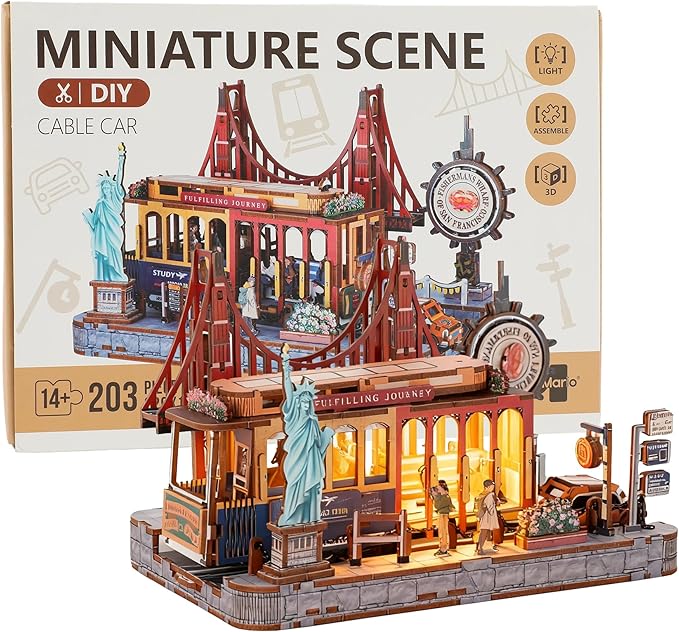 Book Nook Kit - DIY Miniature House Kit for Adults, Dollhouse Booknook Tiny House Bookshelf Decor 3D Wooden Puzzle Street Model, Ideal Gift for Book Lovers, Family, Friends (Dangdang Car)