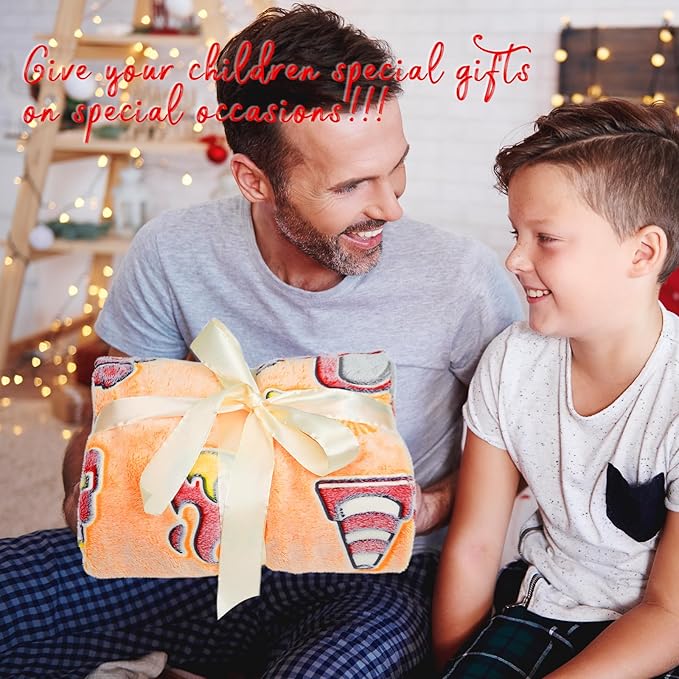 Glow in The Dark Blanket Toy Fire Trucks Blankets for Toddler Boys Gifts Cars Throw Blanket Firetruck Birthday Gifts for Kids