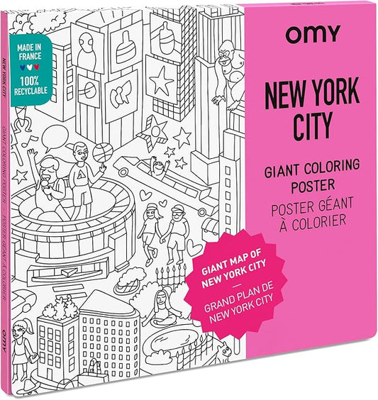 Omy Giant Coloring Poster – New York City - Map of NYC | Discover the Landmarks and Key Places in New York City | 40 x 28 Inches | Creative Play and Fun for Kids, Teens, Adults, and The Whole Family