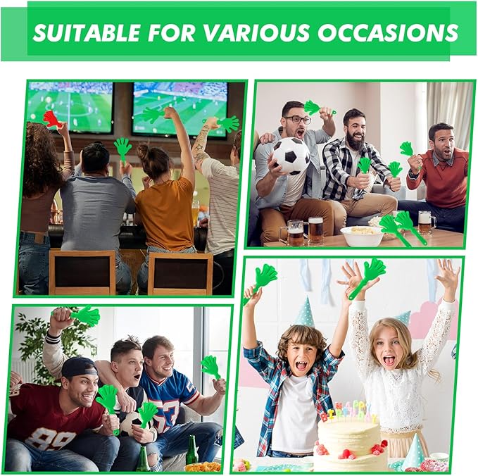 36 Pcs Hand Clappers Noisemakers 7.5 Inch Clappers Noisemakers Plastic Hand Clappers for Birthdays Game Football Sporting Events Cheers Supplies Dance Basketball Football Noisemakers（Green）