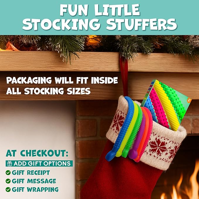 BUNMO Stocking Stuffers for Kids - Stretchy Sensory Strings - Sensory Toys for Kids - Stocking Stuffers for Boys and Girls - Hours of Fun - Textured - 6 Pack