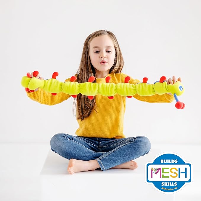 Calmee The Caterpillar Weighted Sensory Plush Toy for Kids, Breathing Exercise and Mindfulness Tool for Focus and Emotional Regulation, SEL Classroom or Home Toy, Soft and Washable – MESH Accredited