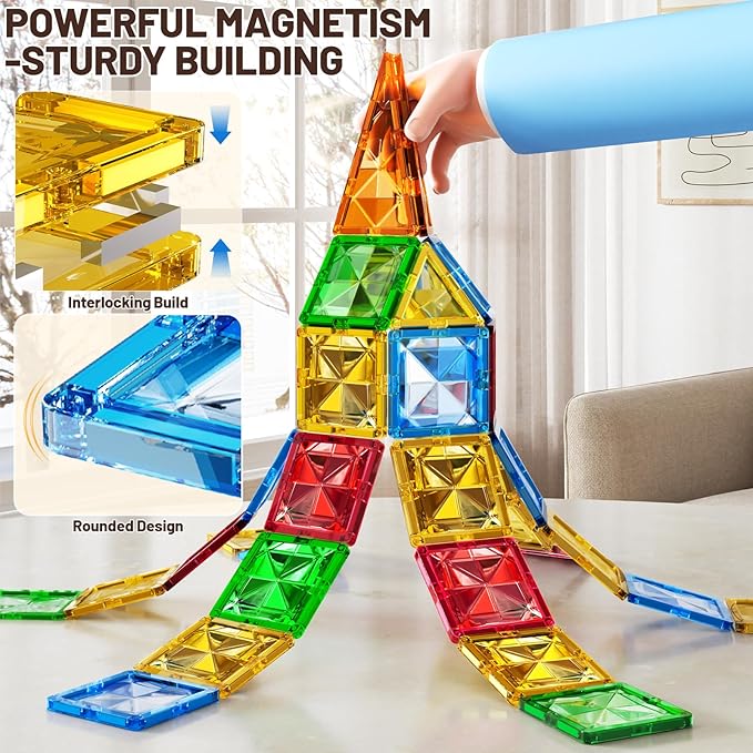 Magnet Toy for Toddlers 1-3, Toddler Magnet Building Blocks Tiles Toys for Kids Ages 1-3 4-8, Preschool Learning Sensory Educational Gifts Toys for Boys and Girls 3+ Year Old