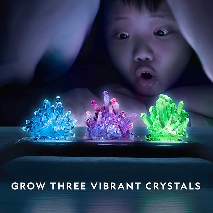 National Geographic Crystal Growing Kit - 3 Vibrant Colored Crystals to Grow with Light-Up Display Stand, Science Toy for Girls and Boys Ages 8-12, Includes 3 Gems, Cool STEM Gift (Amazon Exclusive)