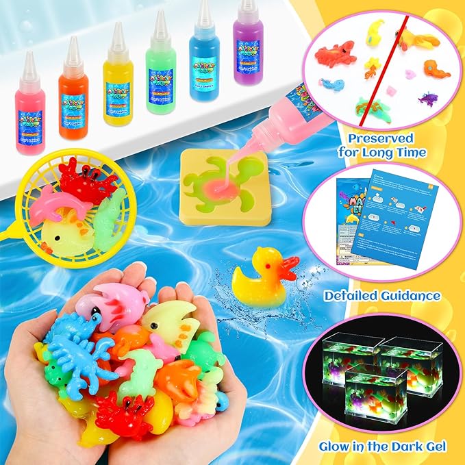 MDINGTD Magic Water Elf Toy Kit, DIY Magical Gel Art Crafts Kits with 12 Gels and 12 Molds, Make Your Own Creative Toys Party Favors Easter Christmas Birthday Gifts for Boys Ages 4-12