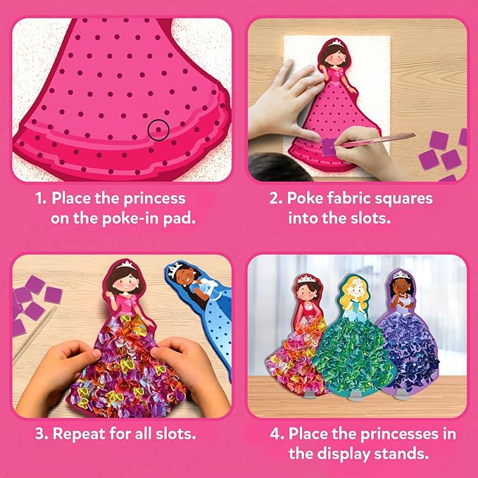 Skillmatics Poke-in Art - Magical Princesses, Mess-Free Fun for Kids, DIY Wood Craft Kits, Creative Activity, Christmas Gifts for Girls & Boys Ages 4, 5, 6, 7, 8, 9