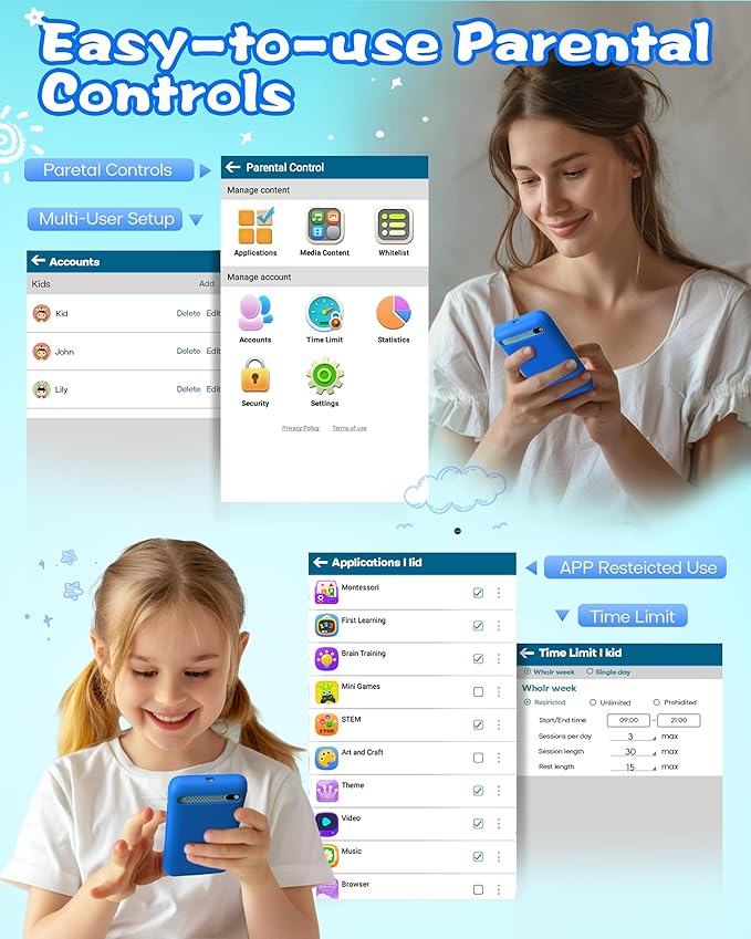 MOMILLA Kids Toys Smart Phone, 3.97" Touchscreen, Christmas Birthday Gifts for Kids, 16GB Toddler Learning Cell Phone with Games, Boys Girls Toys for Age 3 4 5 6 7 8 9 Year Old (Front Camera Only)