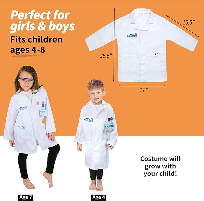 Born Toys Science Kit for Kids Ages 5-8, Includes Experiments, Goggles, Lab Coat & Pretend Play