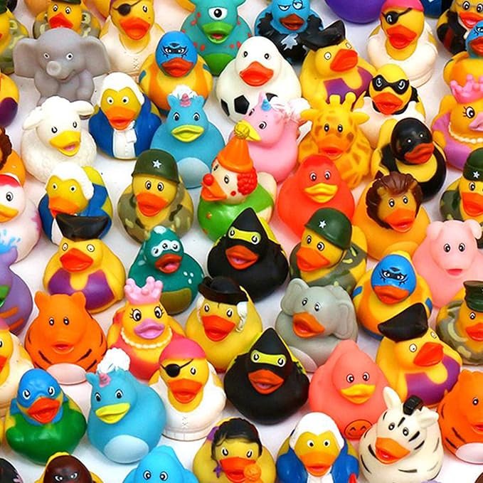 XY-WQ 200 Pack Rubber Duck for Jeeps Ducking - 2.3 Inch Bulk Floater Duck for Kids - Baby Bath Toy Assortment - Party Favors, Birthdays, Bath Time, and More (50 Varieties)