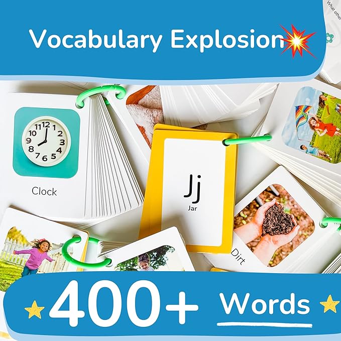 500 Words Thick & Sturdy Learning Flash Cards for Toddlers 1-3 with Rings - 1 Year Old Girl Gifts - Educational & Montessori Toys for 1 Year Old boy - Toddler Flashcards for Preschool & Kindergarten
