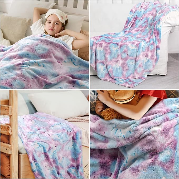SALIMAH Glow in The Dark Blanket Unicorns Gifts for Girls, Toys for Girls Age 2 3 4 5 6 7 8 9 10 Year Old, Soft Kids Blankets Gifts for Grandkids Teens for Christmas Birthday, 50"x60"