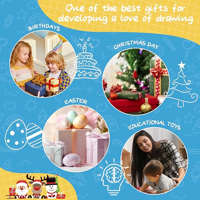 Toy for 1-2 Year Old Boys, Toddlers Toys with Magnetic Letters and Numbers, Art Easel for Kids 1 2 Year Old, Boy Birthday Christmas Gifts (Blue)