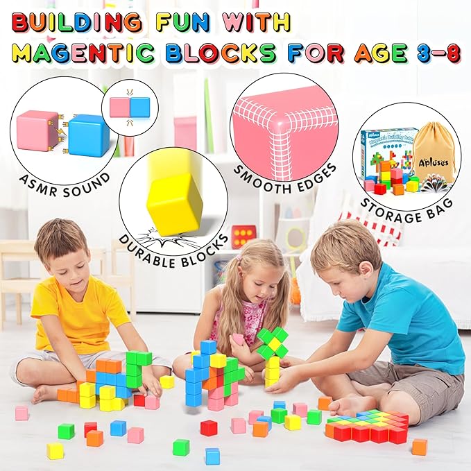 42PCS Magnetic Blocks, Gifts for 3 4 5 6 Year Old, Magnet Building Blocks for Toddlers, Girls & Boys, Sensory - Montessori - Autism - Magnetic Toys for Kids Ages 3-5 4-8
