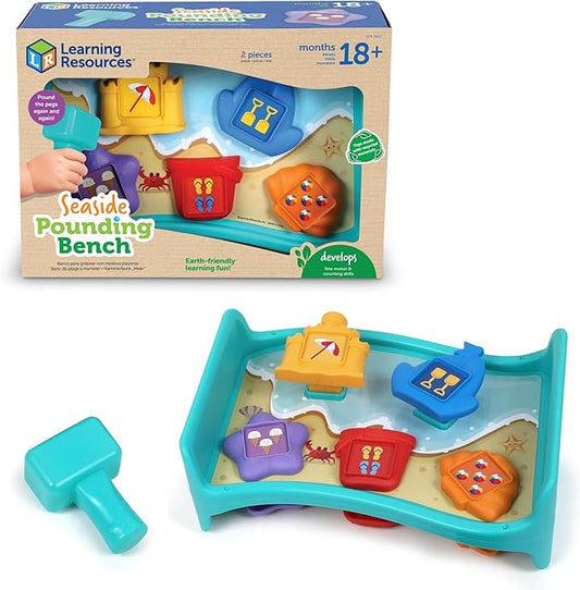 Learning Resources Seaside Pounding Bench, Seaside Game, Preschool Toddler Activities, Shape Sorter, Fine Motor Toys, Kids Hammer
