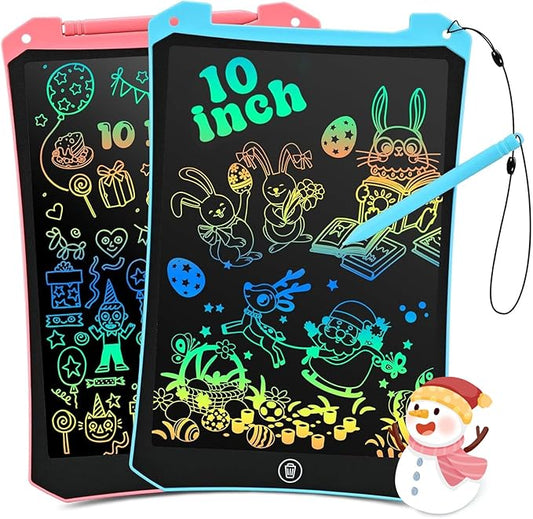 EooCoo Toddler Toys, LCD Writing Tablet for Kids 2 Pack, Kids Stocking Stuffers, Toddler Travel Essentials Drawing Pad, No Mess Coloring Books, Road Trip Activities, Age 3-5 Boy Girl Gifts - 10 Inch