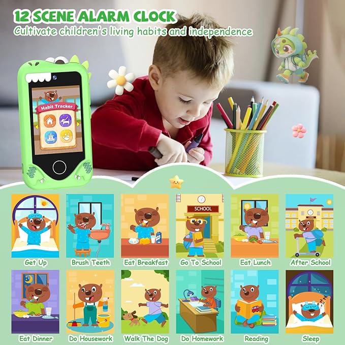 Kids Smart Phone for Girls Gifts - Toddler Christmas Birthday Gift for Age 3 4 5 6 Year Old, Kids Cell Phone Toy with Touchscreen, Dual Cameras, Learning, Kid Mp3 Player, Games with 32 GB Card