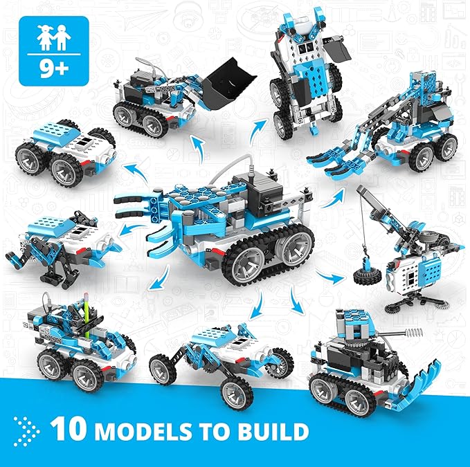 Engino Inventor STEM Robotic Kit, Robotorized GinoBot, Construction Toys for Kids 9+, Building Kit Powered by Motor, Coding STEM Toys, Gifts for Boys & Girls (10 Models to Build)