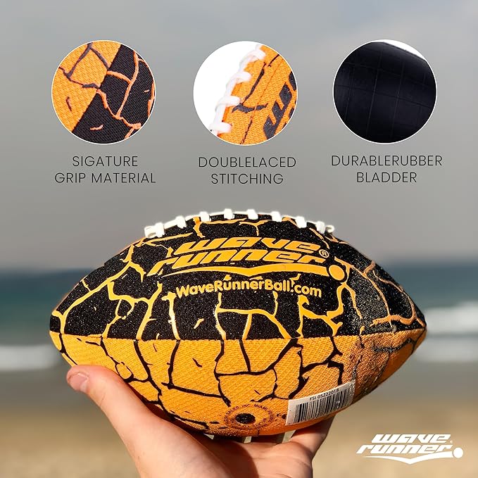 Wave Runner Grip It, Size 9.25in - Water Football, Beach Toys, Kids Outdoor Games for Summer | Pool Toys Football - Special Grip Pattern, Double Laced, Lightweight, All Weather Fun Water Toy
