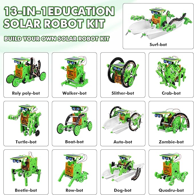 STEM 13-in-1 Education Solar Power Robots Toys for Boys Age 8-12, Educational Toy Science Kits for Kids Experiment Robotics Set Birthday Gifts for 8 9 10 11 12 Years Old