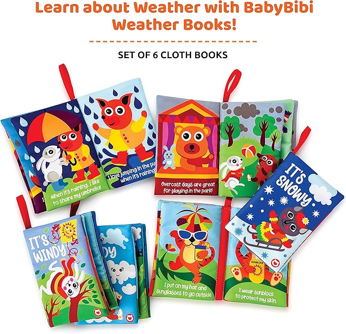 Cloth Books (Set of 6). High Contrast Soft Books. Black and White Images Encourage Infant Development – Suitable for Babies and Toddlers from 3 Months (Seasons)