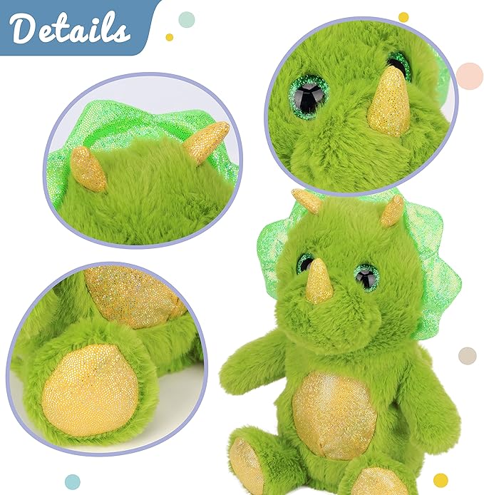 Hopearl Talking Dinosaur Repeats What You Say Nodding Electric Interactive Animated Toy Speaking Plush Buddy Gift for Toddlers, Green, 8''