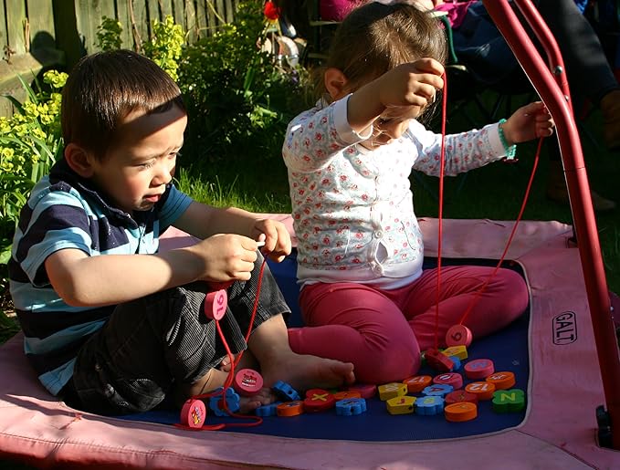 TOWO Wooden Alphabet Number Blocks – Letters ABC Threading Beads Sorting Toy 46 Pieces - Lacing Puzzle- Educational Color Matching Toys for 3 Years Old Fine Motor STEM Montessori Learning