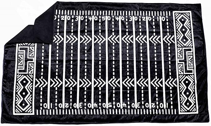 Plush Velvety 'Gridiron' Washable Playmat and Protective Rug Slipcover in Black 5' x 7'
