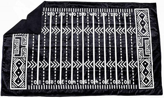 Plush Velvety 'Gridiron' Washable Playmat and Protective Rug Slipcover in Black 5' x 7'