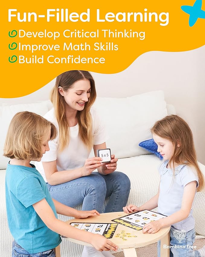 THE BAMBINO TREE Multiplication and Division Facts Bingo Game - 3rd 4th & 5th Grade Educational Math Learning for Classroom & Homeschool