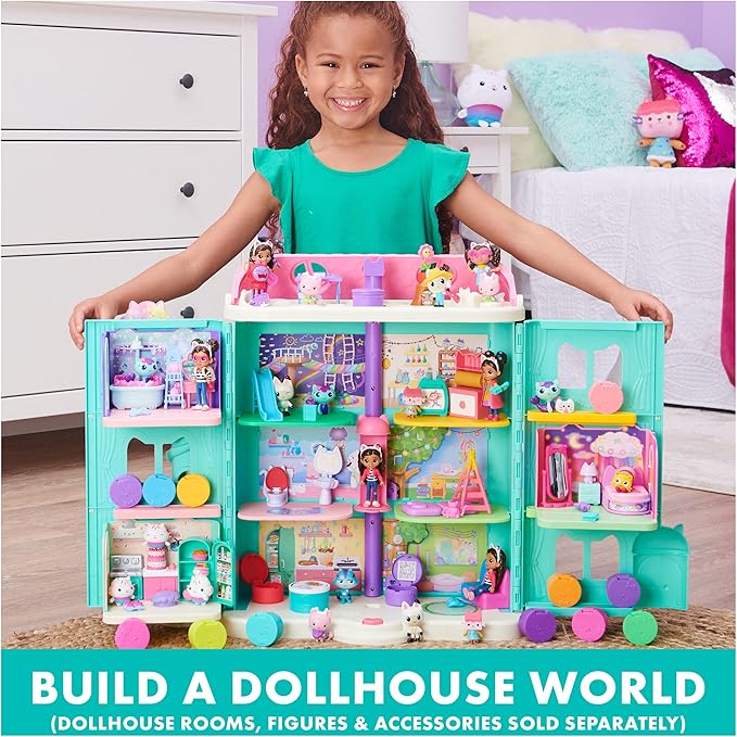 Gabby’s Dollhouse, Primp and Pamper Bathroom with Mercat Figure, 3 Accessories, 3 Furniture and 2 Deliveries, Kids Toys for Ages 3 and up
