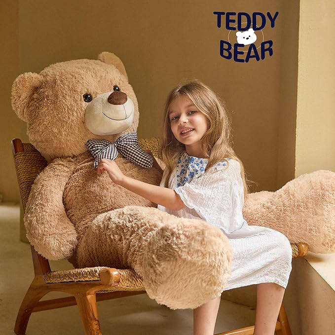 47 inch Big Giant Teddy Bear Stuffed Animals, Light Brown Soft Plush Life Size Bear Toy All Ages Gift for Children/Girlfriend/Valentine's Day/Christmas/Birthday/Baby Shower/Wedding/Party Decorations